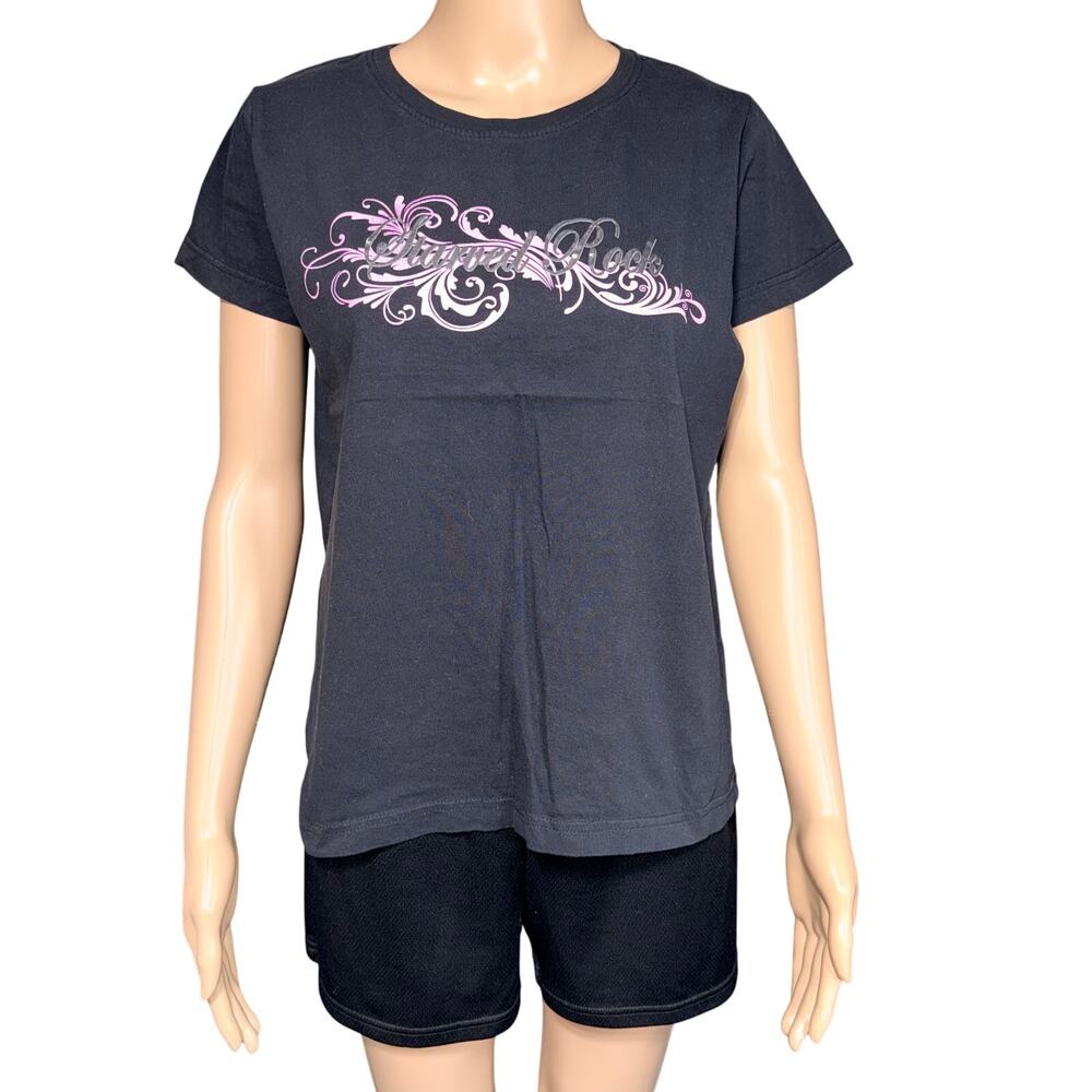 Starved Rock Wisconsin Dells T Shirt Womens Medium Black Pink Graphic Tee LAT